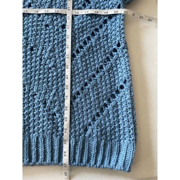 S4‎ H&M Baby Blue Crochet Knitted Oversized Slouchy Sweater - Picture 7 of 7